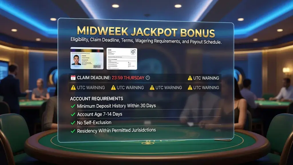 Midweek Jackpot Bonus: Eligibility, Claim Deadline, Terms, Wagering Requirements, and Payout Schedule