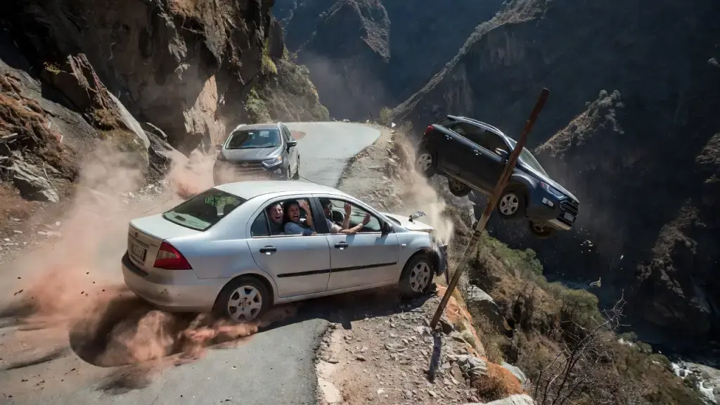 Dashcam Captures Car Plunging Into Uttaragkhand Gorge After Speeding